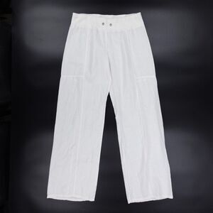 EILEEN FISHER 100% Linen Straight Leg Beach Pants White Beachy Lagenlook Minimal